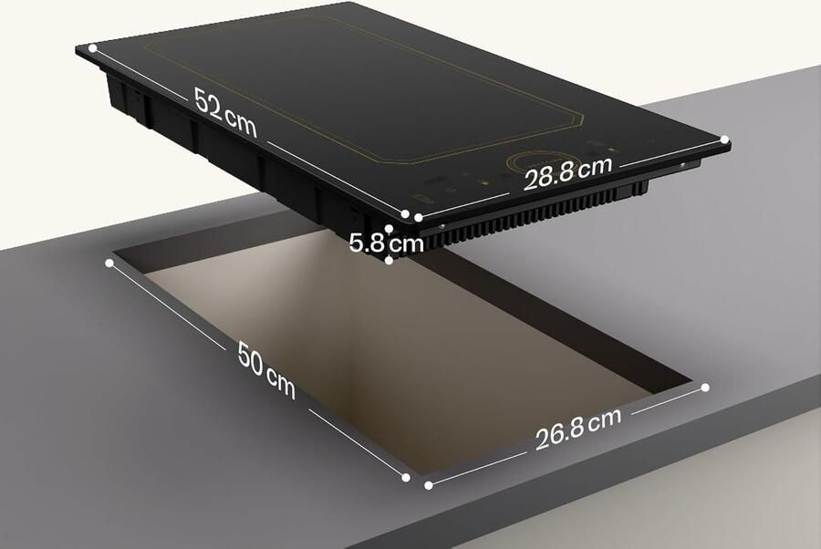 Inductiekookplaat Keramische kookplaat Snel Koken VarioHeating Flexibel 52 cm Zwart