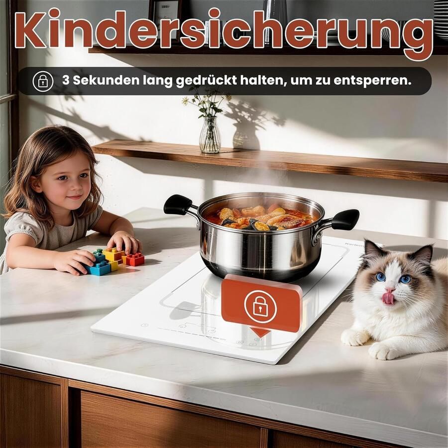 Inductiekookplaat Kookplaat 2 platen Snel Koken Met Flexzone 30 cm Wit