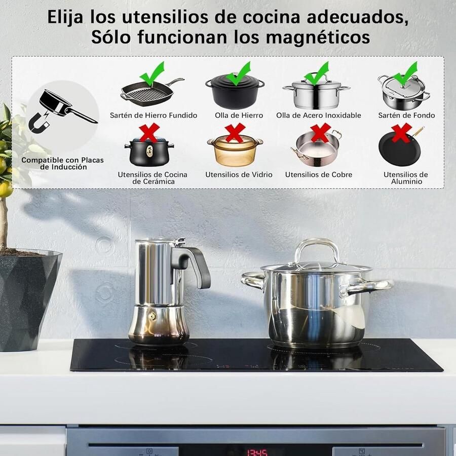 Inductiekookplaat 3 zones Kookplaat elektrisch Snel koken Eenvoudige installatie 60 cm breed Zwart - Foto 3