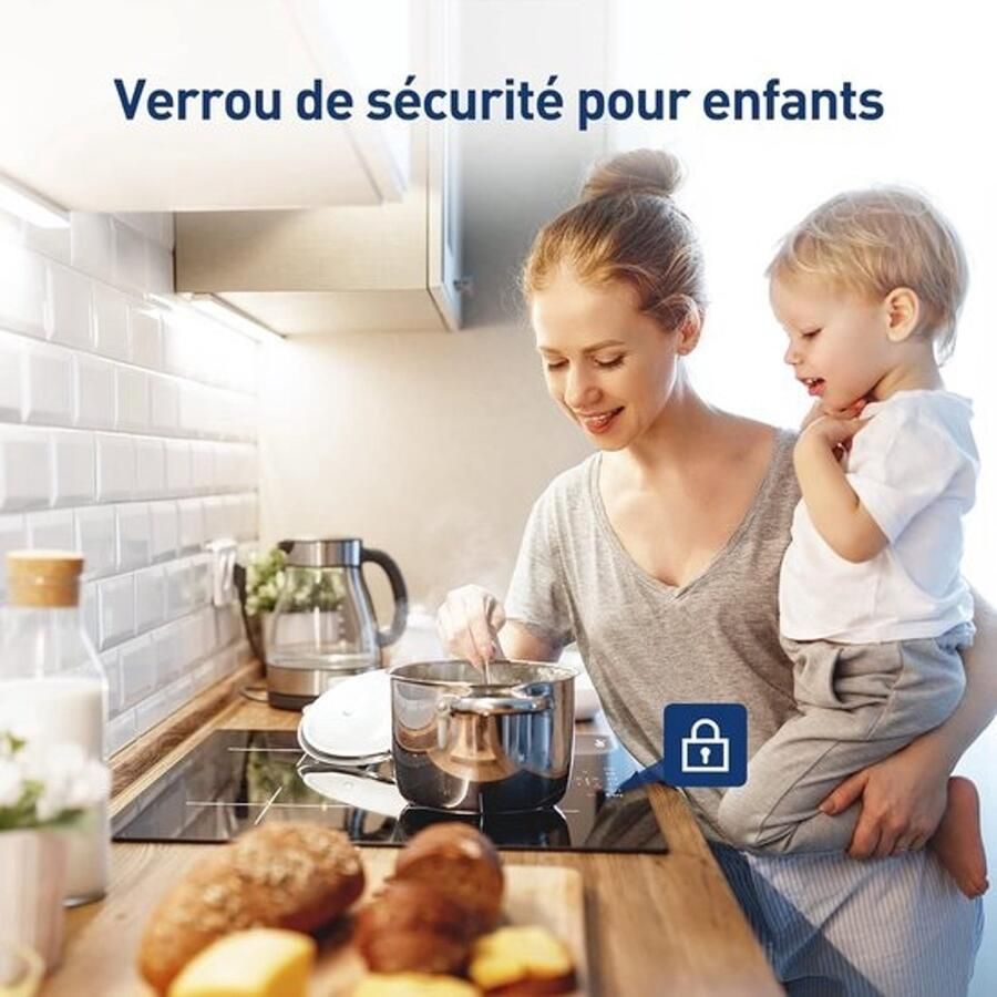Inductiekookplaat Kookplaat met 4 pits Snel koken Boosterfunctie 59 cm Zwart