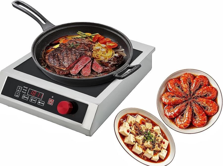 Inductiekookplaat Kookplaat Professioneel Koken 10 Vermogen Niveaus 35 x 43 cm Zwart