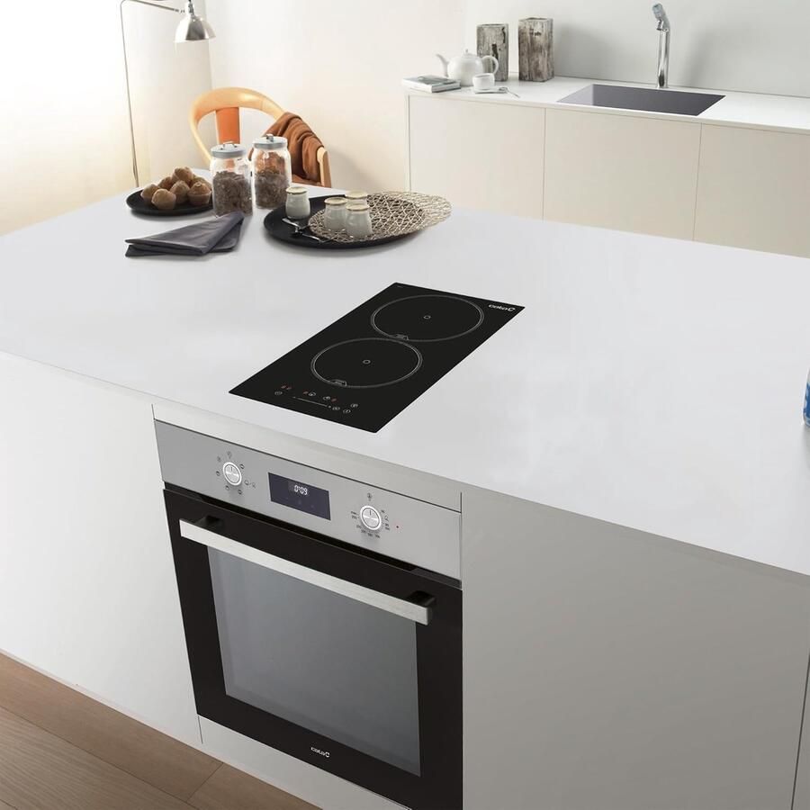 Inductiekookplaat Kookplaat Snel Koken 2 Kookzones 30 cm Breed Zwart