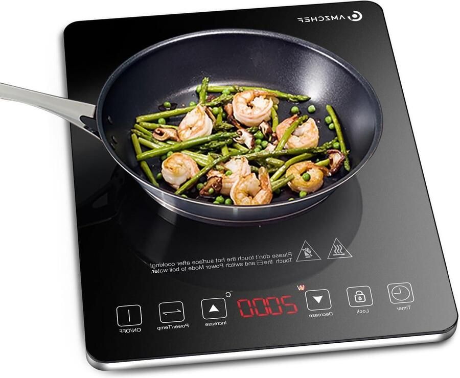 Inductiekookplaat Kookplaat Snel Koken 20 Temperatuurstanden Ultradun Zwart Zilver