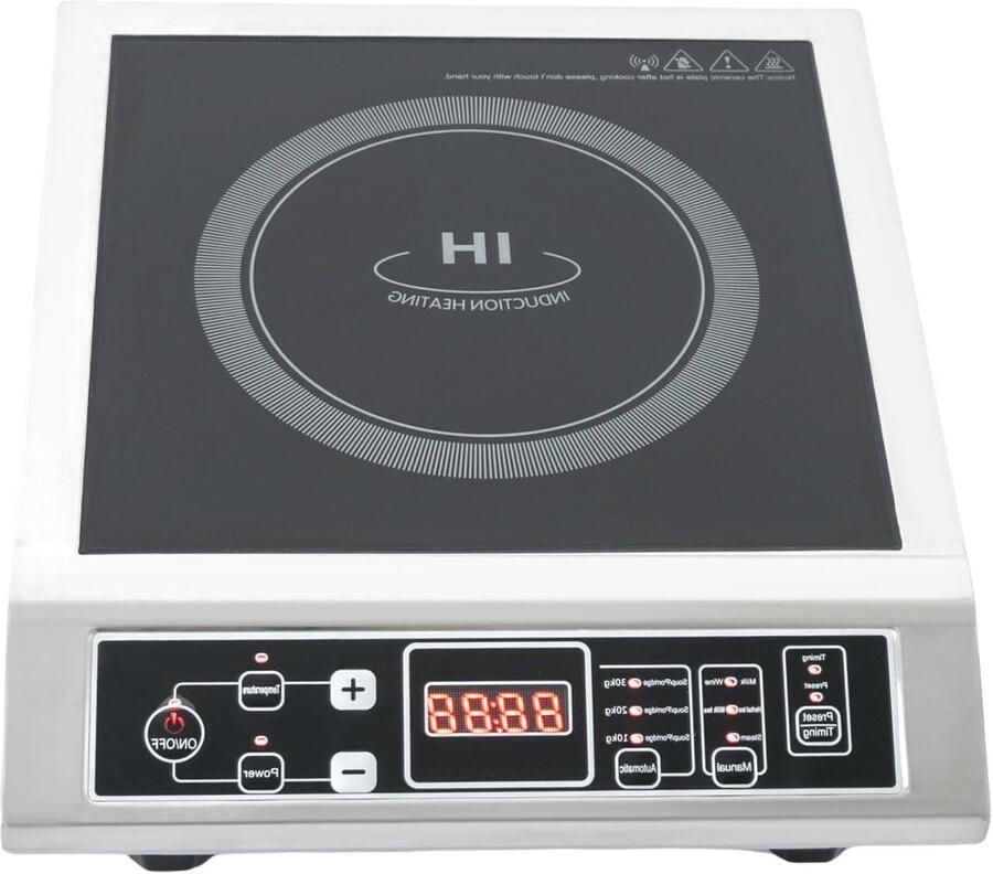 Inductiekookplaat Professionele Kookplaat Snel Koken Hoge Efficiëntie 35 x 42 cm Zwart