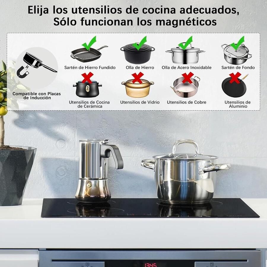 Inductiekookplaat Kookplaat Snel Koken Drie Zones 60 cm Zwart