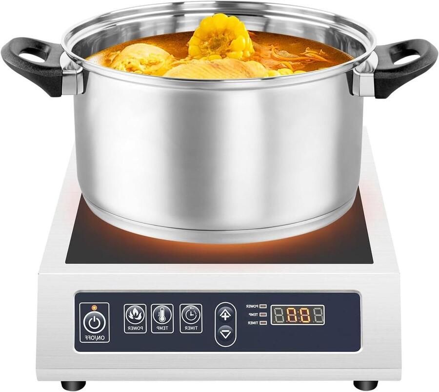 Inductie Kookplaat Elektrische Kookplaat Tafelmodel Snel Koken Automatische Uitschakeling 35 x 42 x 11 cm Zilver