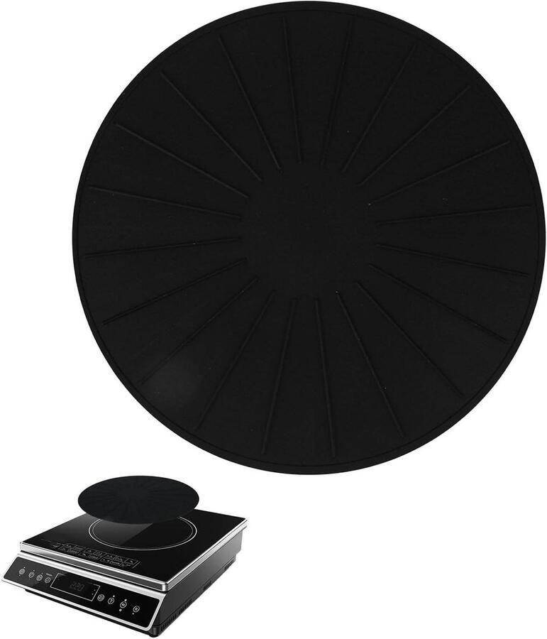 Inductiekookplaat Mat Kookplaat Beschermer Keuken Beschermen Antislip Siliconen 28cm Diameter Zwart