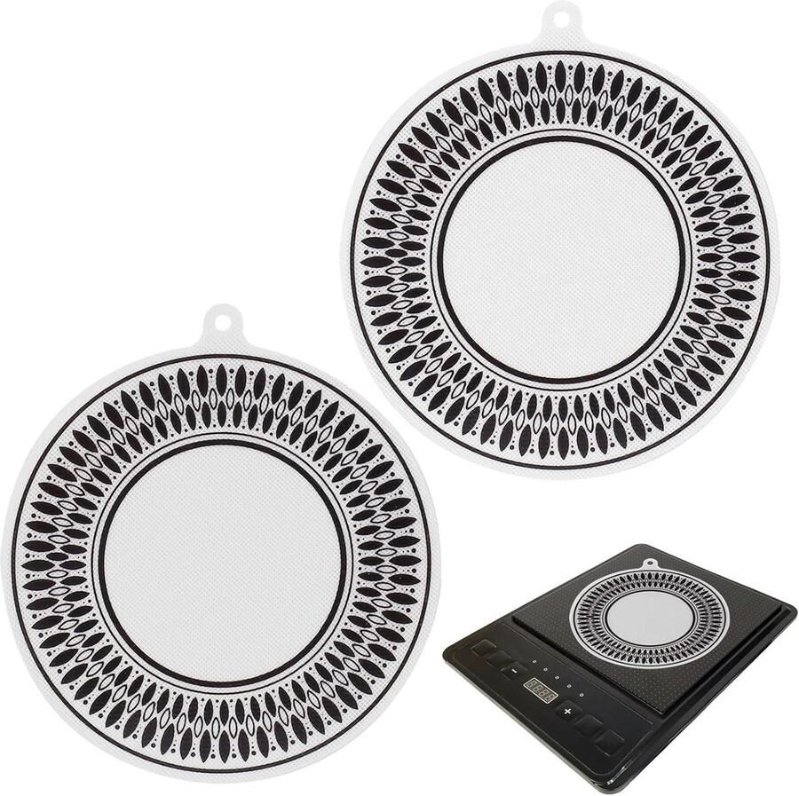 Inductiekookplaat Matten Beschermmat Kookplaat Koken en Bakken Antislip Siliconen 24 cm Rond Zwart