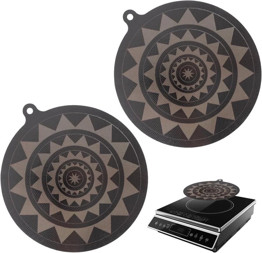 Inductiekookplaat Matten Kookplaat Beschermers Kookplaat Beschermen Hitte-indicatie Kleur 24cm Set van 2 Zwart