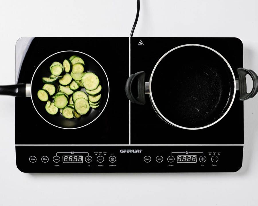 Inductiekookplaat met 2 Platen Glaskeramiek Touch-sensor Veilig en Energiezuinig