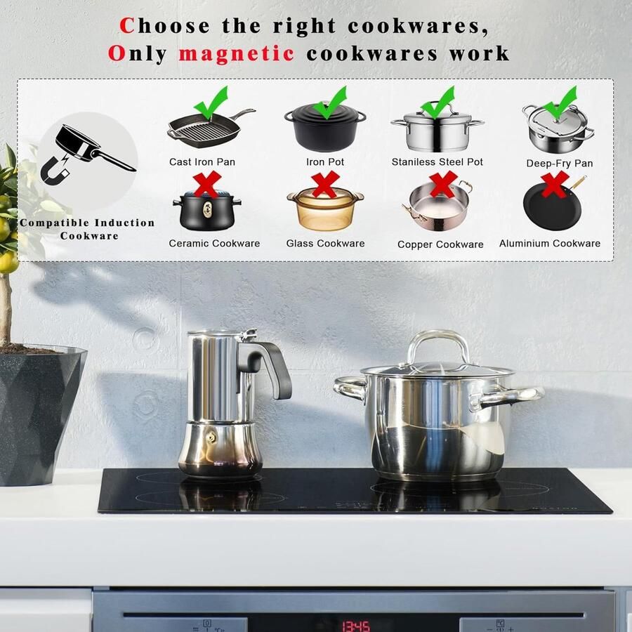 Inductie Kookplaat Elektrisch Fornuis Snel Koken 9 Vermogensstanden 59 cm Breed Zwart