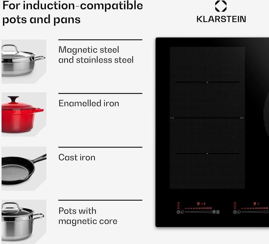 Inductiekookplaat met 5 Hobs en 9600 W – 90 cm Keramische Kookplaat met Aanraakbediening