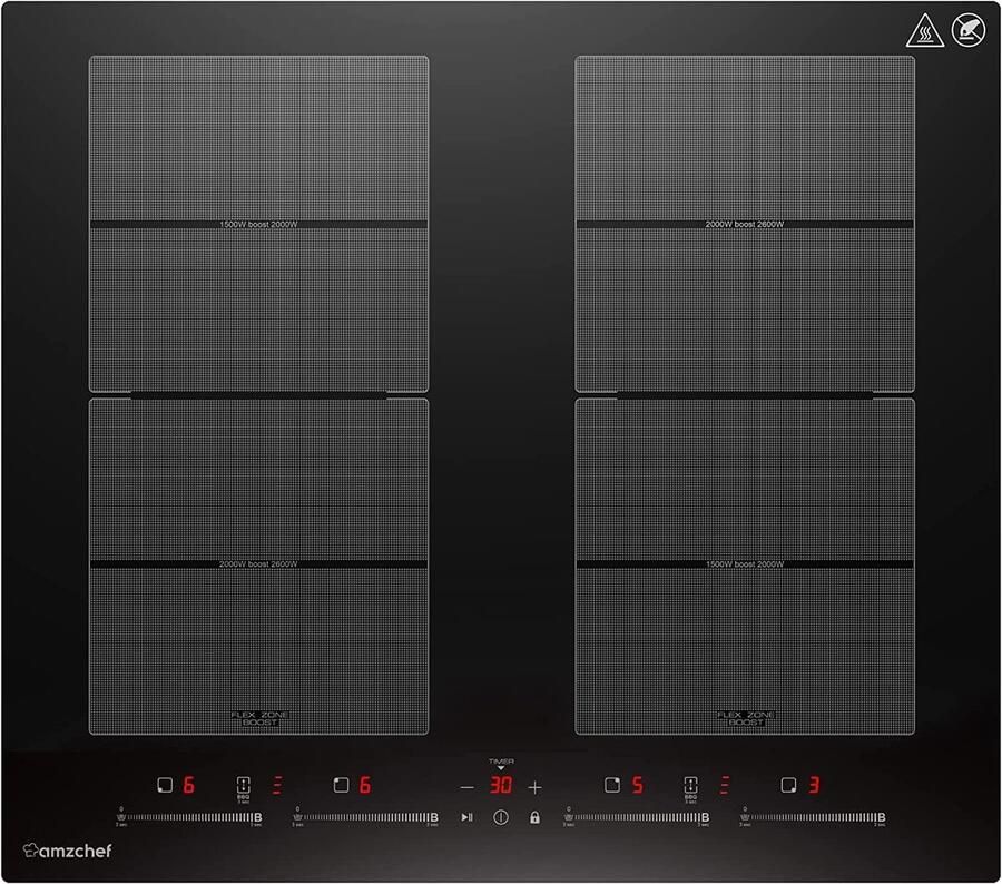 Inductiekookplaat met Flexibele Zones en Stil Koken 4 Branders 9 standen en Boostfunctie