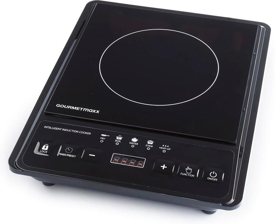 Inductiekookplaat Mobiele Kookplaat Compact Koken 5 Warmtestanden Timer 35x28x6.5cm Zwart
