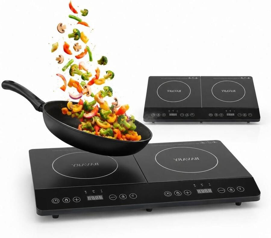 Inductiekookplaat Draagbare kookplaat Snel koken 8 kookprogramma's 35 x 6 x 28 cm Zwart