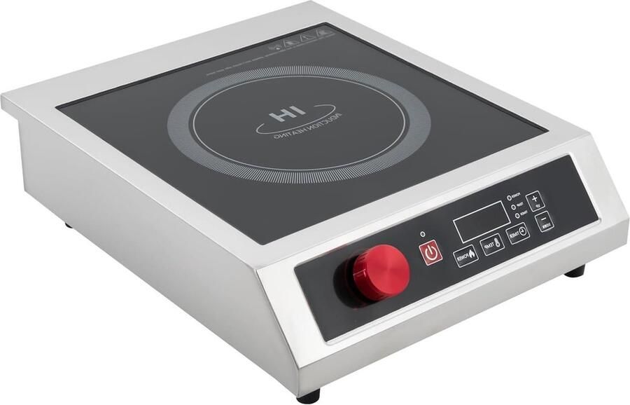 Inductiekookplaat RVS Inductiefornuis Tafelmodel Professioneel Koken 10-traps Temperatuurregeling 43 x 35 x 9 cm Zwart