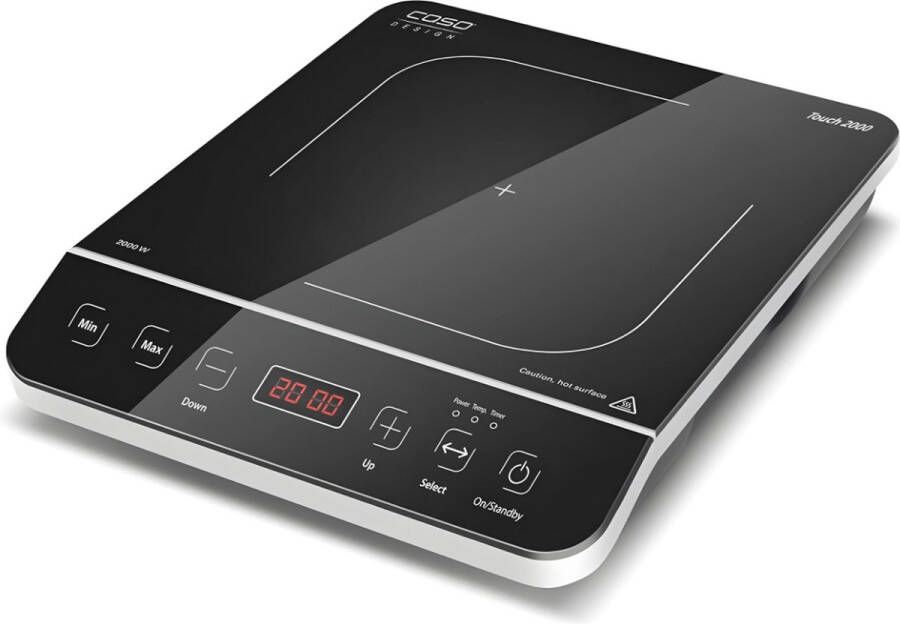 Enkele inductiekookplaat 2000 watt Touch 2000 automatische panherkenning 10 temperatuurniveaus 10 standen timer tot 180 min glaskeramisch oppervlak temperatuur ca. 60 – 240 °C - Foto 2