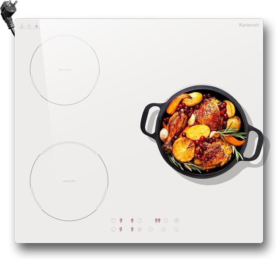 Inductiekookplaat Wit 3 Branders 3500 W Voor Keuken