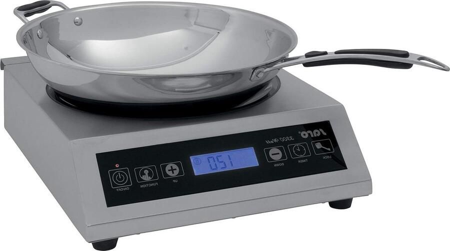 Inductiekookplaat Wokplaat Snel Koken Instelbaar Niveau 44cm Breed Zilver