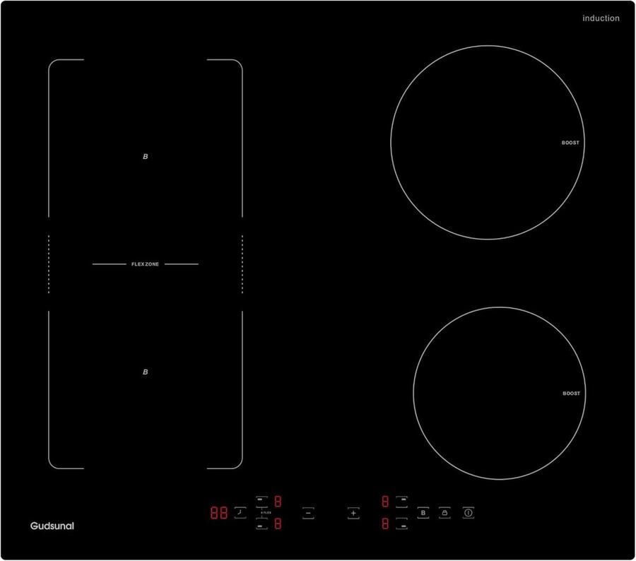 Inductiekookplaat Zwart 60 cm Flexzones Voor Koken