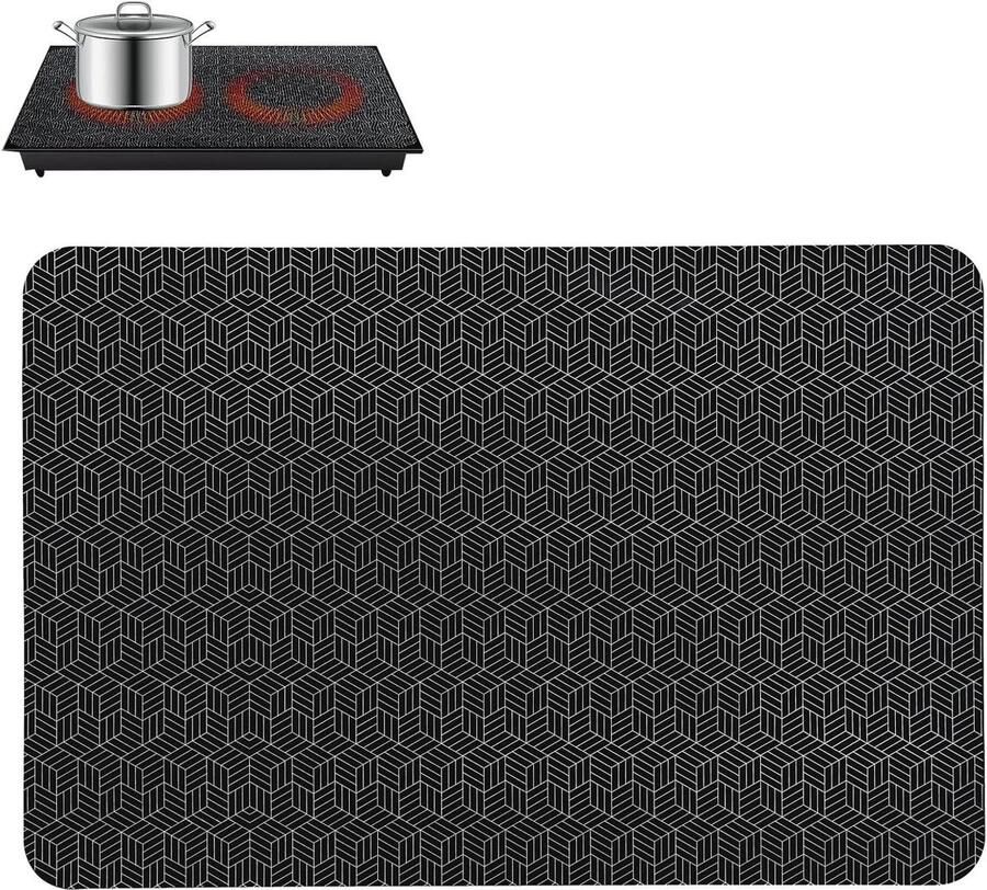Inductiemat Beschermmat Kookplaat Krasvrije Keuken Antislip Siliconen 52 x 78 cm Zwart