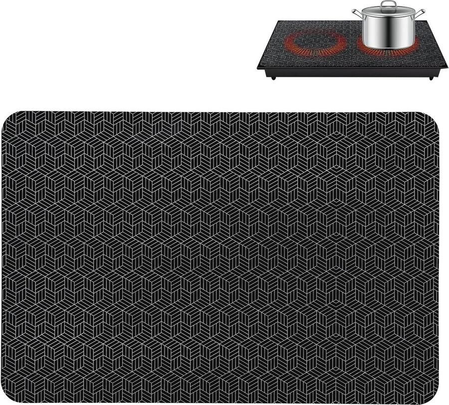 Inductiemat Beschermmat Siliconen Mat Kookplaat Beschermen Antislip Ontwerp 52 x 78 cm Zwart