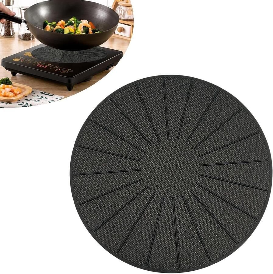 Inductiemat Beschermmat Kookplaat Protector Kookplaat Beschermen Antislip Krasbestendig 28 cm Rond Zwart
