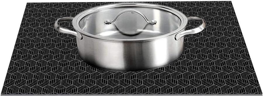 Inductiemat Kookplaatbeschermer Kookplaat Beschermen Antislip Glasvezel 78 x 52 cm Zwart