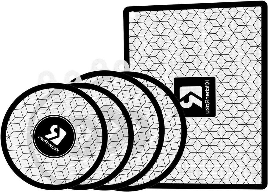 Inductiemat Set Beschermmat Kookplaat Beschermen Hittebestendig Siliconen 5 Stuks Wit