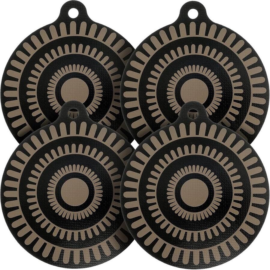 Inductiemat Siliconen Kookplaat Beschermer Veilig Koken Kleurverandering bij Hitte 22x25cm Zwart (4 stuks)