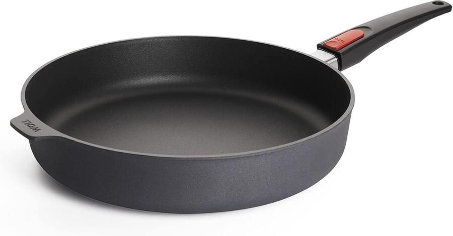 Inductiepan 32 cm Hoog 7 cm met Afneembare Steel Geschikt voor Alle Fornuizen Gietaluminium Antiaanbaklaag Ovenbestendig Antraciet