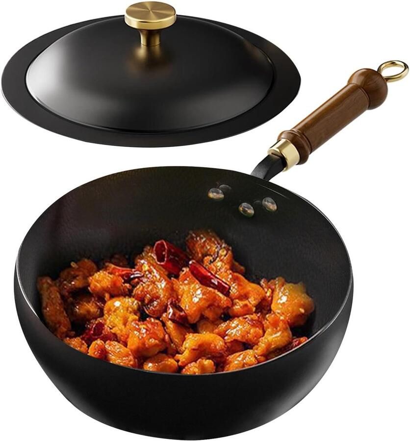 Inductiepan Antiaanbak Gietijzeren Kookpan Sauzen en Soepen Maken Natuurlijke Anti-aanbaklaag 20 cm Diameter Zwart