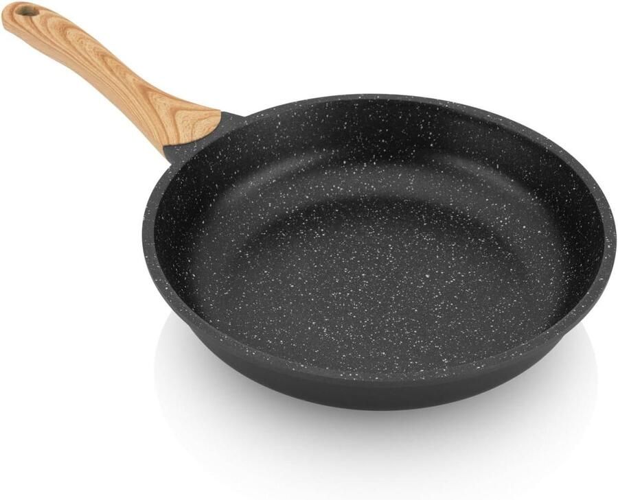 Inductiepan Hoge pan Vetarm Koken Titanium Antiaanbaklaag 28 cm Zwart