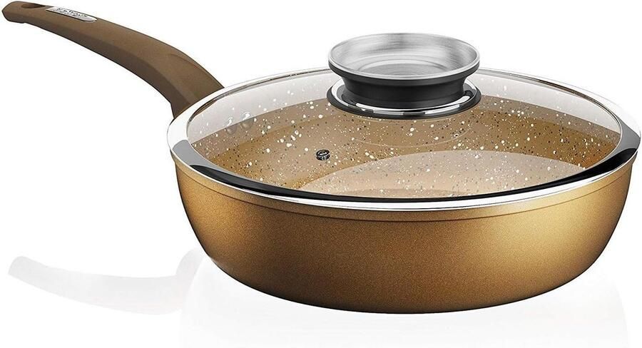 Inductiepan Koekenpan Heerlijk Koken Keramische Antiaanbaklaag 28 cm Goud