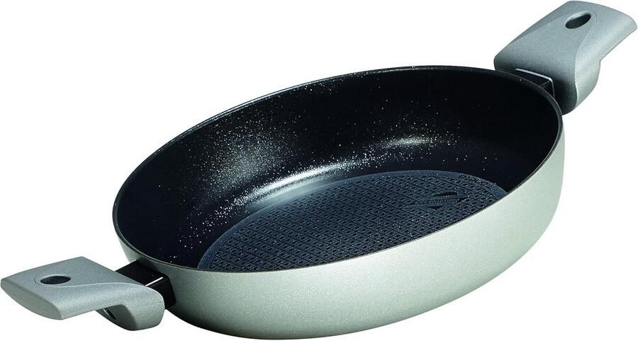 Inductiepan met 2 handgrepen Koekenpan Aluminium Gelijkmatig Koken Dubbele anti-aanbaklaag 24 cm Grijs