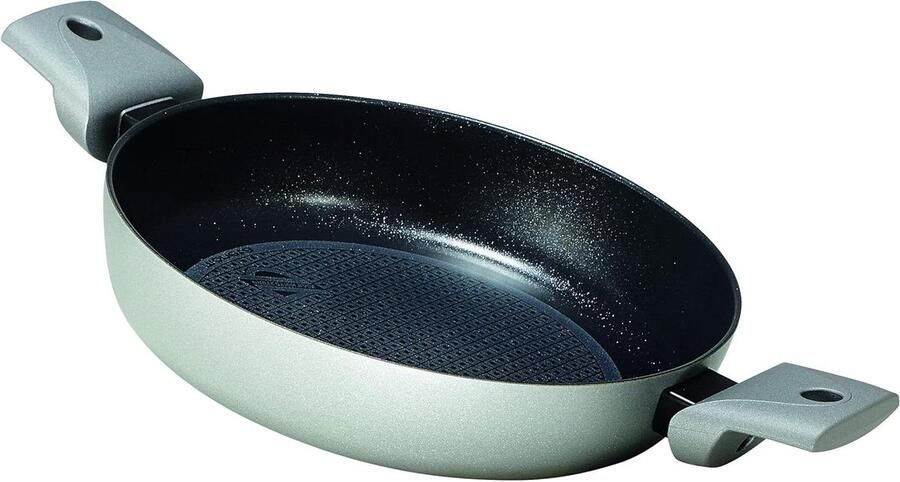 Inductiepan met handgrepen Koekenpan Aluminium Gelijkmatig Koken Dubbele anti-aanbaklaag 24 cm Grijs