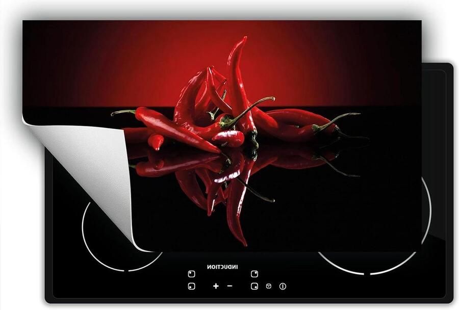 Inductieplaat Beschermer Kookplaat Mat Extra Werkruimte Creëren Krasbestendig Vinyl 90x52 cm Rood Chili