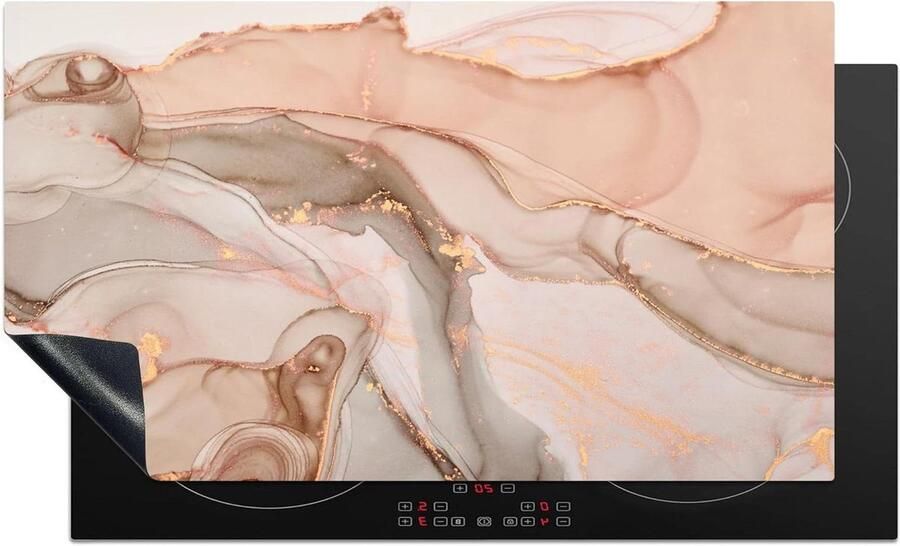 Inductieplaat Beschermer Kookplaat Mat Keuken Werkruimte Kras en Vuil Bescherming 90x52 cm Marmer Roze