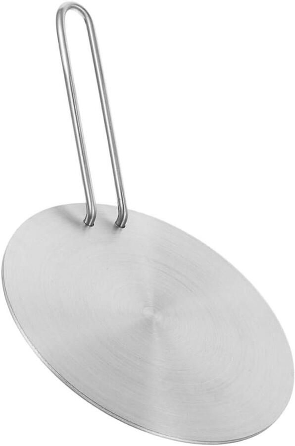 Inductieplaat RVS Warmteverdeler Kookplaat Gelijkmatig Verwarmen Met Afneembare Handgreep 34 x 21.5 cm Zilver