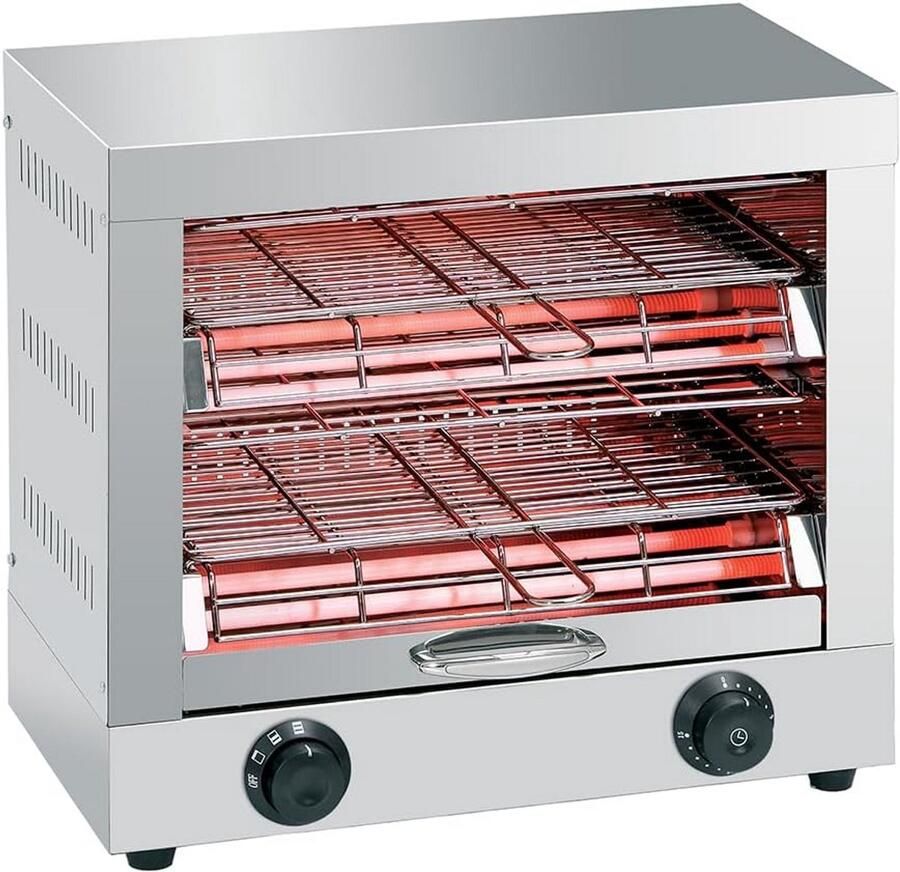 Industriële Broodrooster Professionele Oven Gastronomie Gebruik Dubbele Capaciteit 26x44x40 cm Zilver