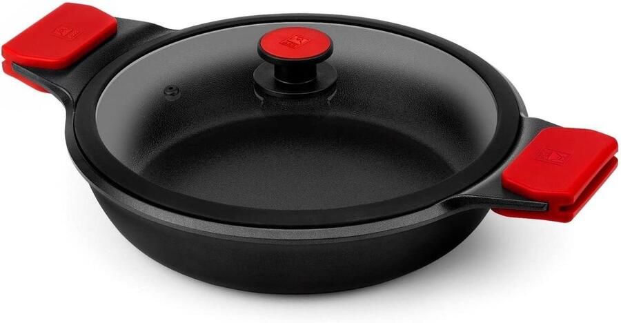 Infinity Koekenpan Gegoten Aluminium Pan Koken aanrecht Lage Bra Aluminium 36 cm Zwart