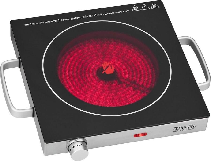 Infrarood Keramische Kookplaat Draagbare Kookplaat Mobiel Koken Geschikt voor Alle Pannen 17.5 cm Diameter Zilver Zwart