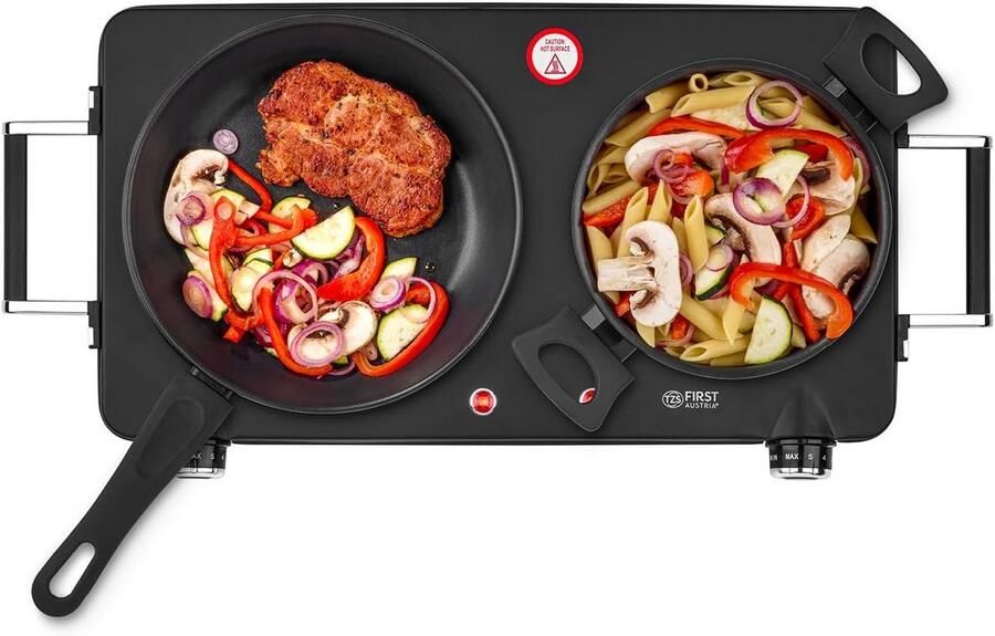 Keramische Kookplaat Dubbele Plaat Mobiel Koken Infrarood Technologie 22 cm 16.5 cm Zwart