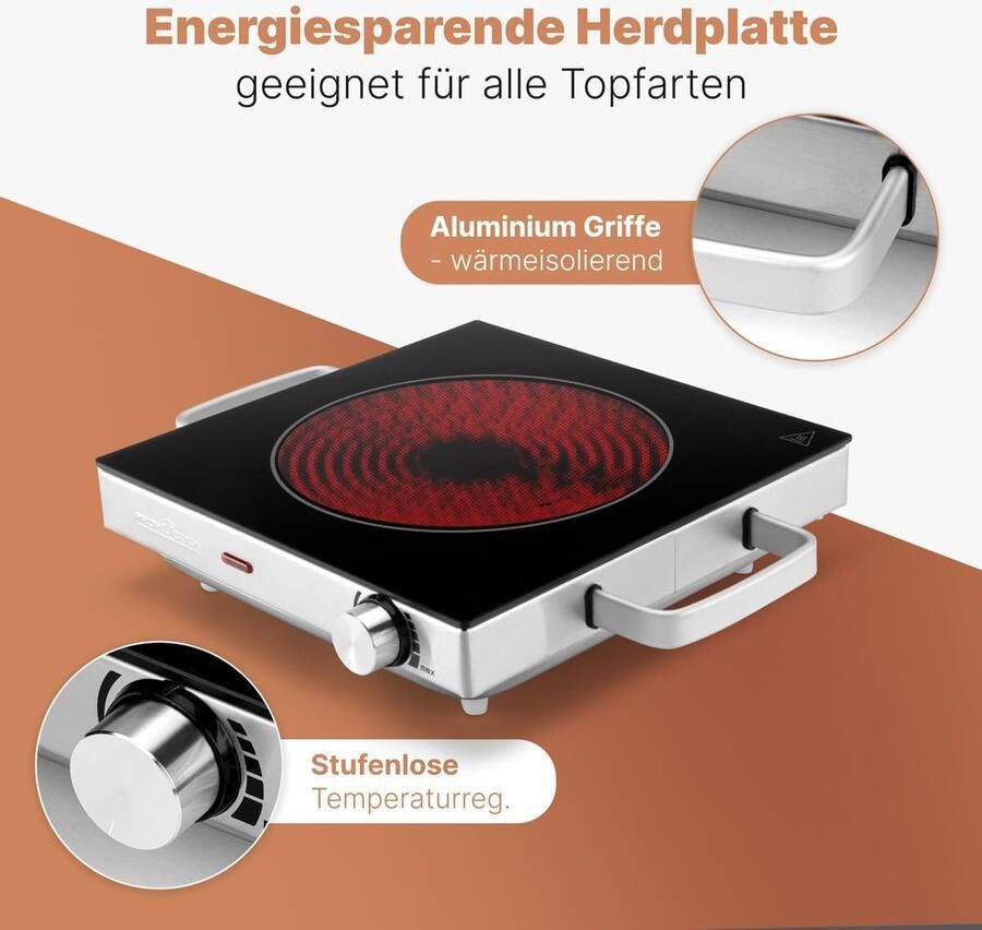 Infrarood Kookplaat Krachtige 2000W Inductie Kookplaat met Glaskeramiek Energiezuinig en Krasbestendig