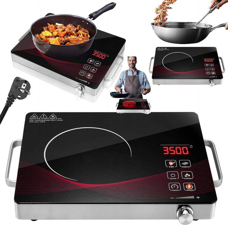 Infrarood lichtgolf inductiekookplaat Kookplaat Meerdere kookstanden Instelbaar vermogen Snelle verwarming Oververhittingsbeveiliging Snelkoelsysteem