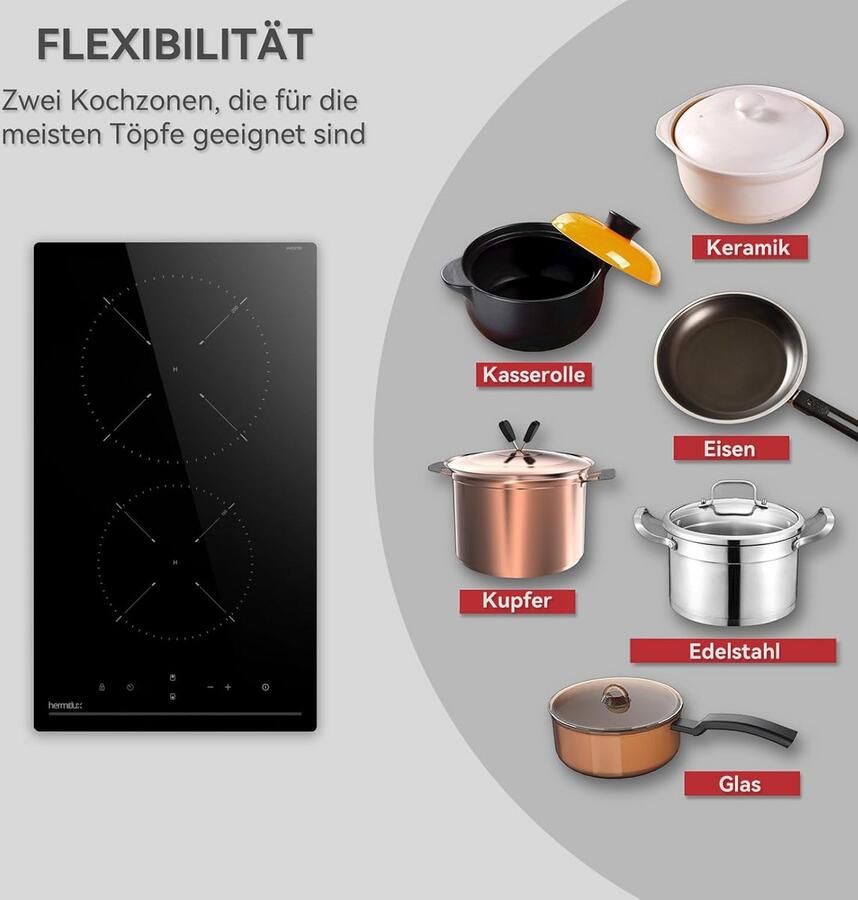 Ingebouwde 29 cm zwarte glaskeramische elektrische kookplaat met sensor touch control en kinderslot