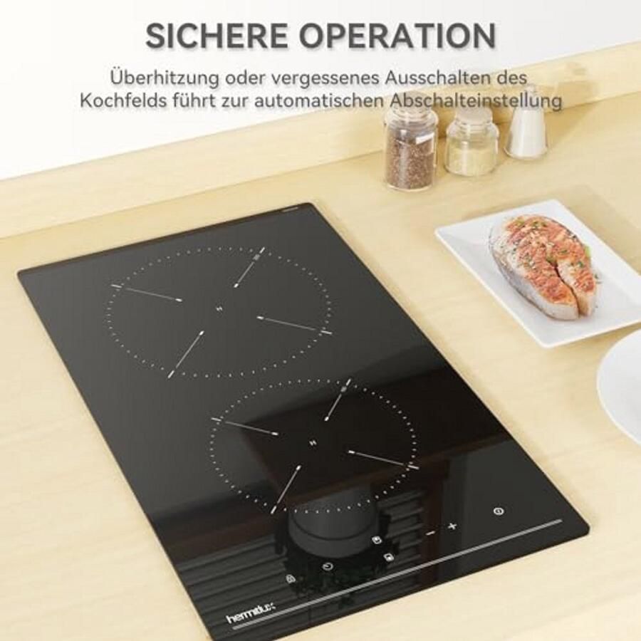 Ingebouwde 29 cm zwarte glaskeramische elektrische kookplaat met sensor touch control en kinderslot - Foto 2