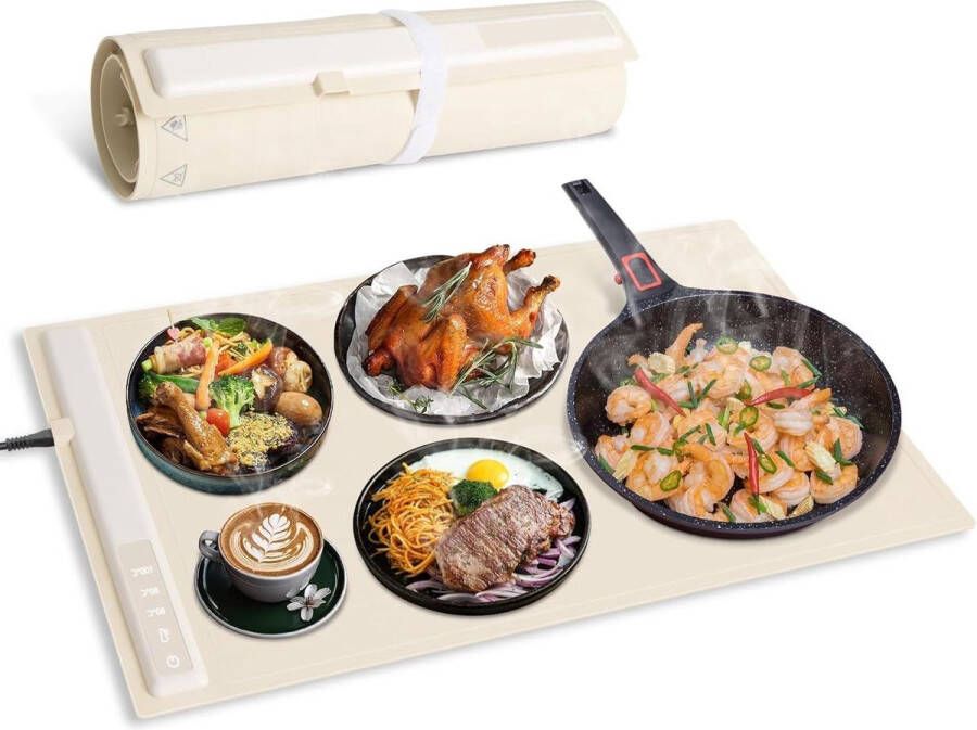 Inklapbaar elektrisch verwarmingsplateau 350 W siliconen warmhoudmat instelbare temperatuur restaurants feestjes elektrische verwarmingsmat