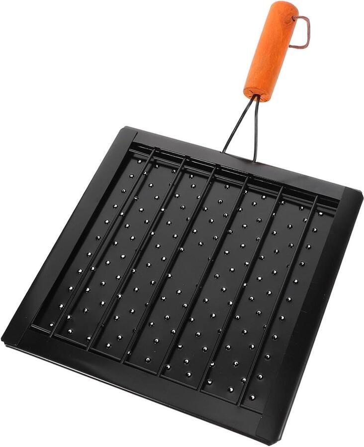 Inklapbare Barbecue Grillplaat Kampeer Grillrooster Buiten Koken Geperforeerd Ontwerp 33.5 x 20.5 cm Zwart