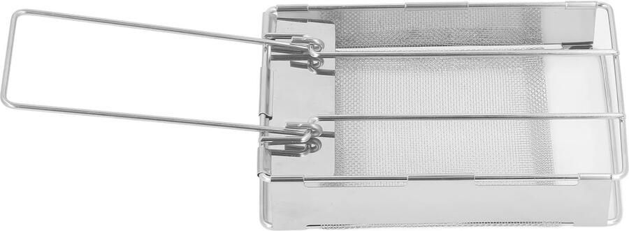 Inklapbare Broodrooster Mini Grill Koken Buitenshuis Roestvrij Staal 22 x 17 x 2 cm Zilver